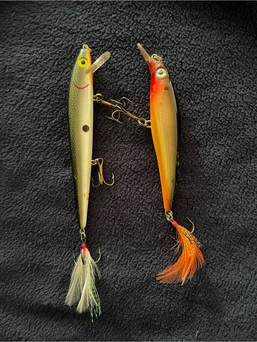 Set of 2 Vintage Hard-Body Minnow Trebles